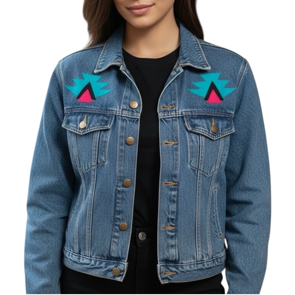 Lee Riders Rodeo Southwestern Appliqué Vintage Denim Jean Jacket